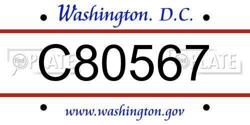 C80567 District Of Columbia License Plate