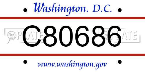 C80686 District Of Columbia License Plate