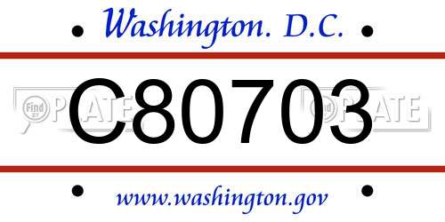 C80703 District Of Columbia License Plate