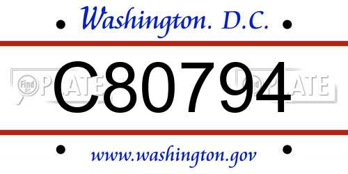 C80794 District Of Columbia License Plate