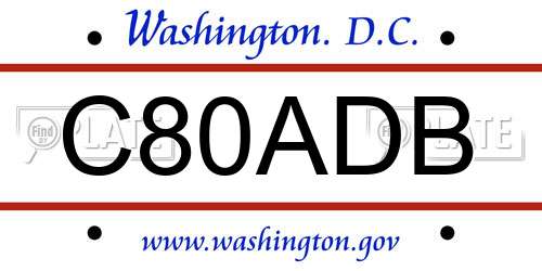 C80ADB District Of Columbia License Plate