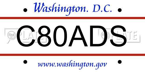 C80ADS District Of Columbia License Plate