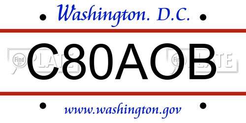 C80AOB District Of Columbia License Plate