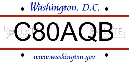 C80AQB District Of Columbia License Plate