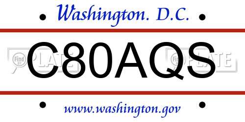 C80AQS District Of Columbia License Plate