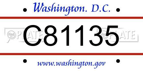 C81135 District Of Columbia License Plate