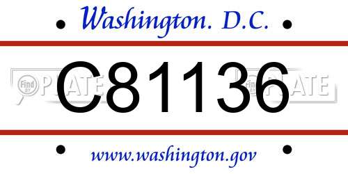 C81136 District Of Columbia License Plate