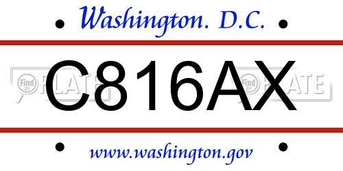 C816AX District Of Columbia License Plate