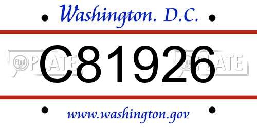 C81926 District Of Columbia License Plate