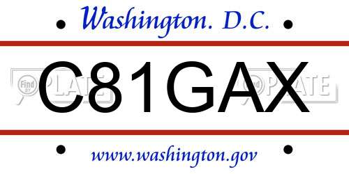 C81GAX District Of Columbia License Plate