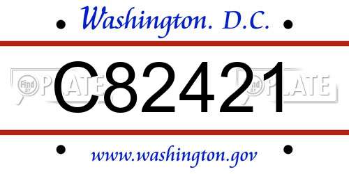 C82421 District Of Columbia License Plate