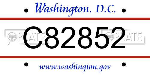 C82852 District Of Columbia License Plate