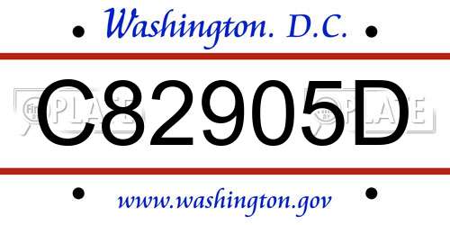 C82905D District Of Columbia License Plate