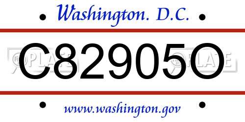 C82905O District Of Columbia License Plate
