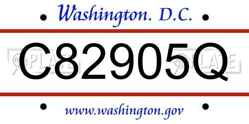 C82905Q District Of Columbia License Plate
