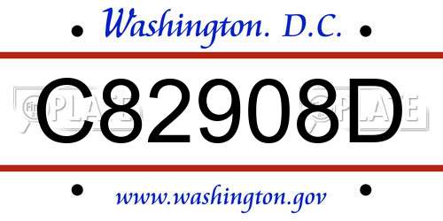 C82908D District Of Columbia License Plate