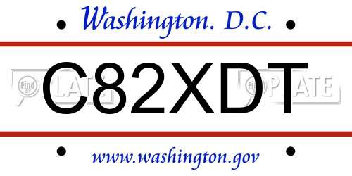 C82XDT District Of Columbia License Plate