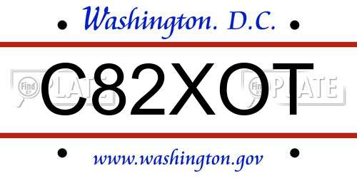 C82XOT District Of Columbia License Plate