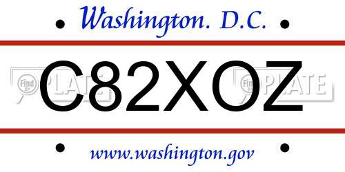 C82XOZ District Of Columbia License Plate