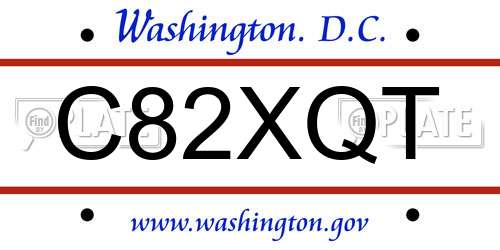C82XQT District Of Columbia License Plate
