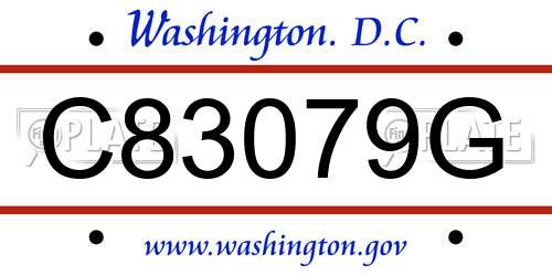 C83079G District Of Columbia License Plate