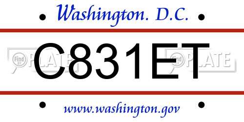 C831ET District Of Columbia License Plate