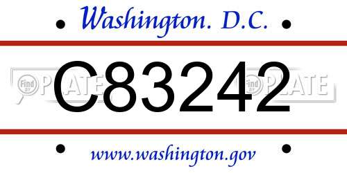 C83242 District Of Columbia License Plate