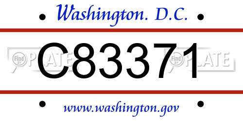 C83371 District Of Columbia License Plate
