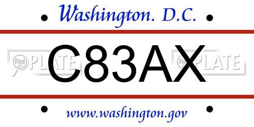 C83AX District Of Columbia License Plate
