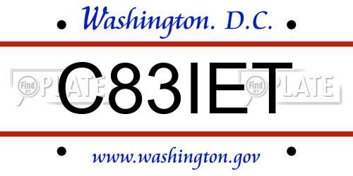 C83IET District Of Columbia License Plate