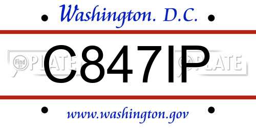 C847IP District Of Columbia License Plate