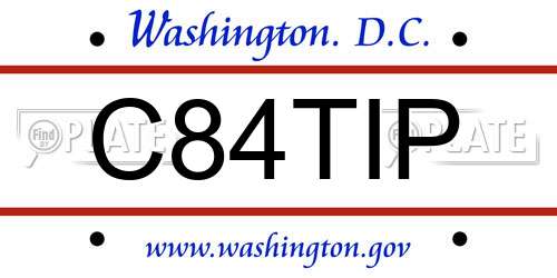 C84TIP District Of Columbia License Plate