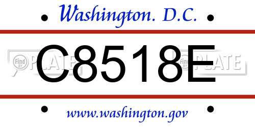 C8518E District Of Columbia License Plate