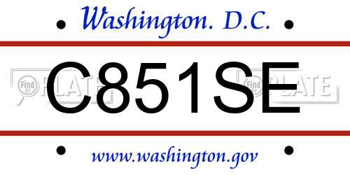 C851SE District Of Columbia License Plate