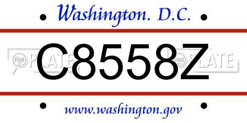 C8558Z District Of Columbia License Plate