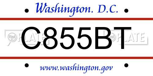 C855BT District Of Columbia License Plate