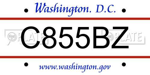 C855BZ District Of Columbia License Plate