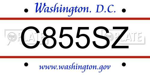 C855SZ District Of Columbia License Plate