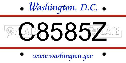 C8585Z District Of Columbia License Plate