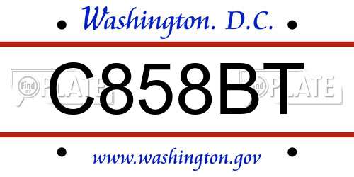 C858BT District Of Columbia License Plate