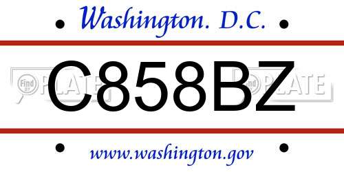 C858BZ District Of Columbia License Plate