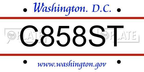 C858ST District Of Columbia License Plate