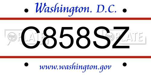 C858SZ District Of Columbia License Plate