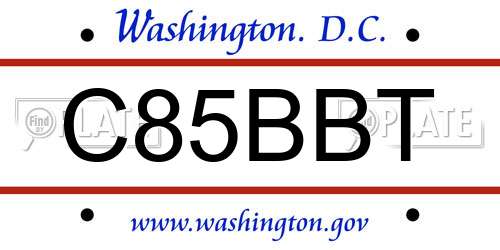 C85BBT District Of Columbia License Plate