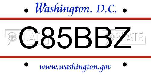 C85BBZ District Of Columbia License Plate