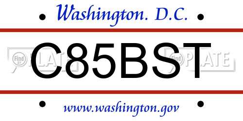 C85BST District Of Columbia License Plate