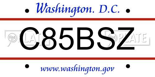 C85BSZ District Of Columbia License Plate