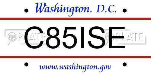 C85ISE District Of Columbia License Plate