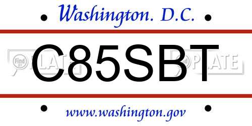 C85SBT District Of Columbia License Plate