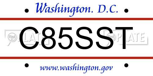 C85SST District Of Columbia License Plate
